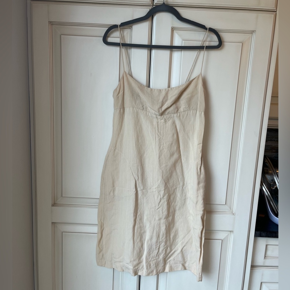 Beige Slip Dress with Spaghetti Straps